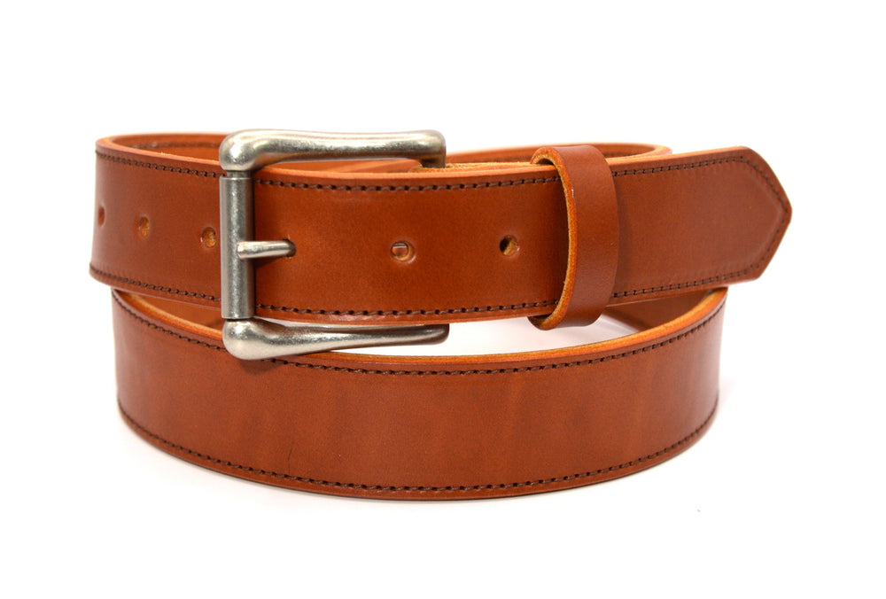 Chestnut English Bridle Leather Stitched Belt