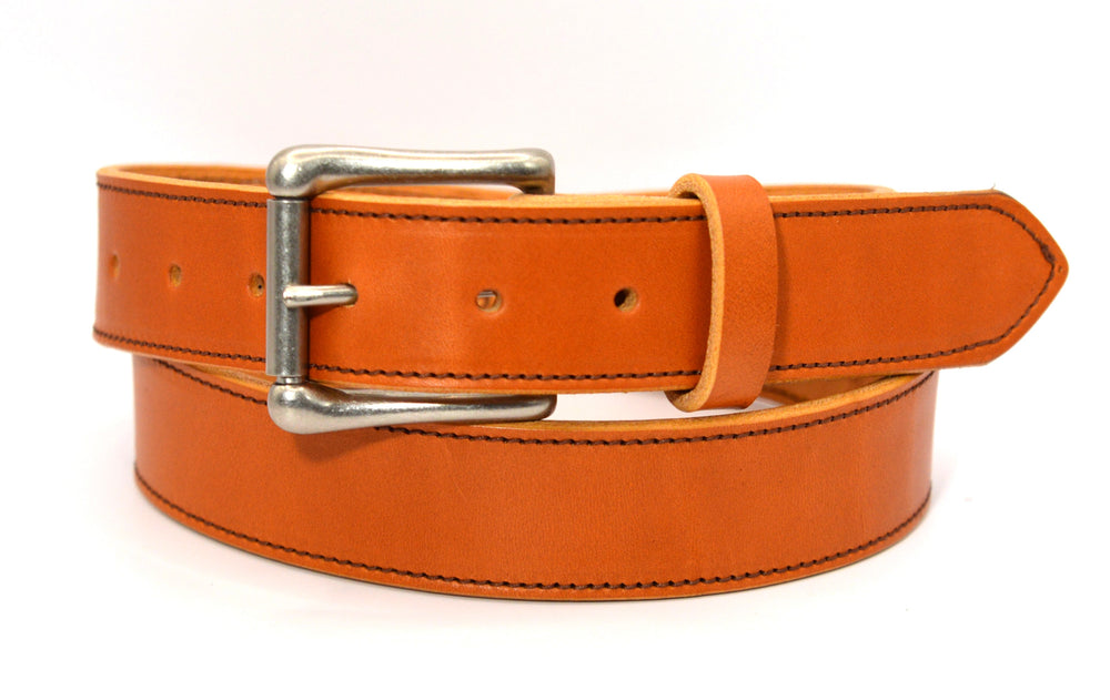 Tan English Bridle Belt - Stitched