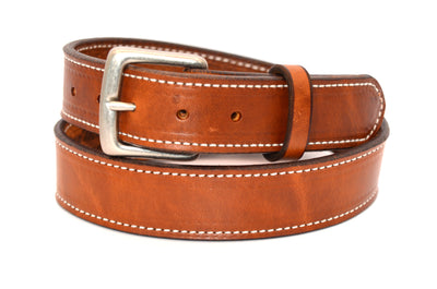 Buck Brown Leather Belt - Stitched